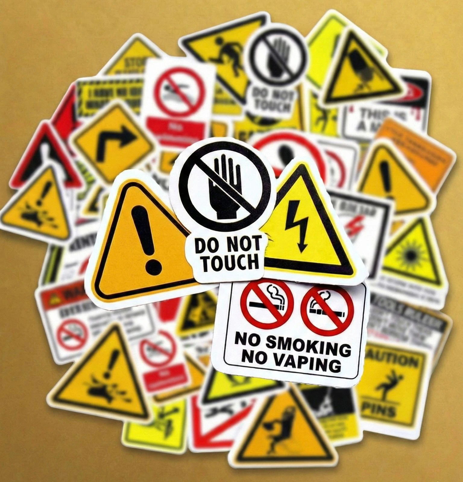 10/20/30 Pcs Warning Pattern Sign DIY Stickers Pack 