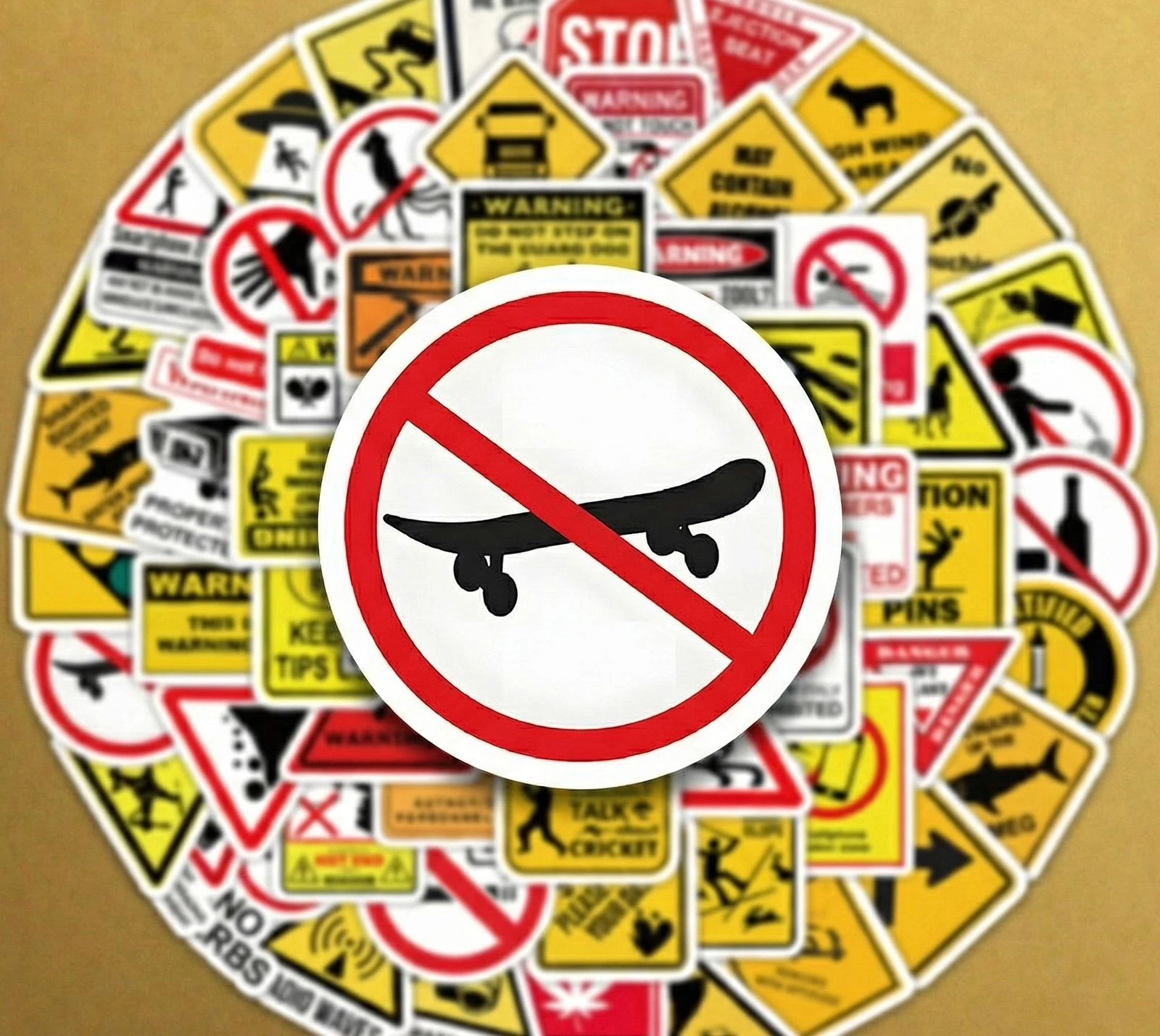 10/20/30 Pcs Warning Pattern Sign DIY Stickers Pack  2